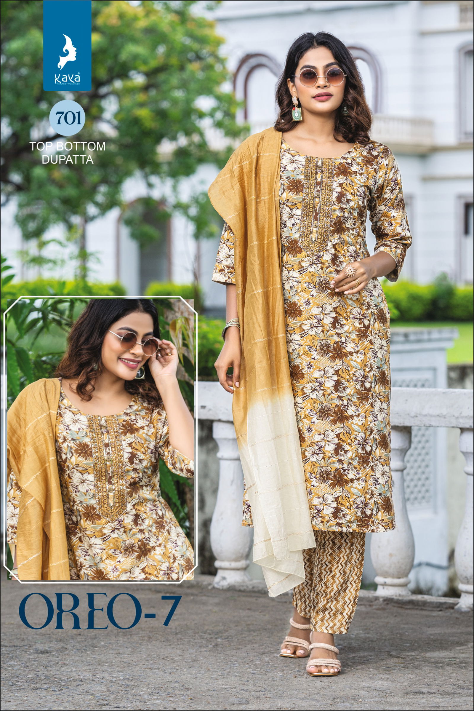 Oreo 7 By Kaya Rayon Printed Kurti With Bottom Dupatta Wholesale Price In Surat